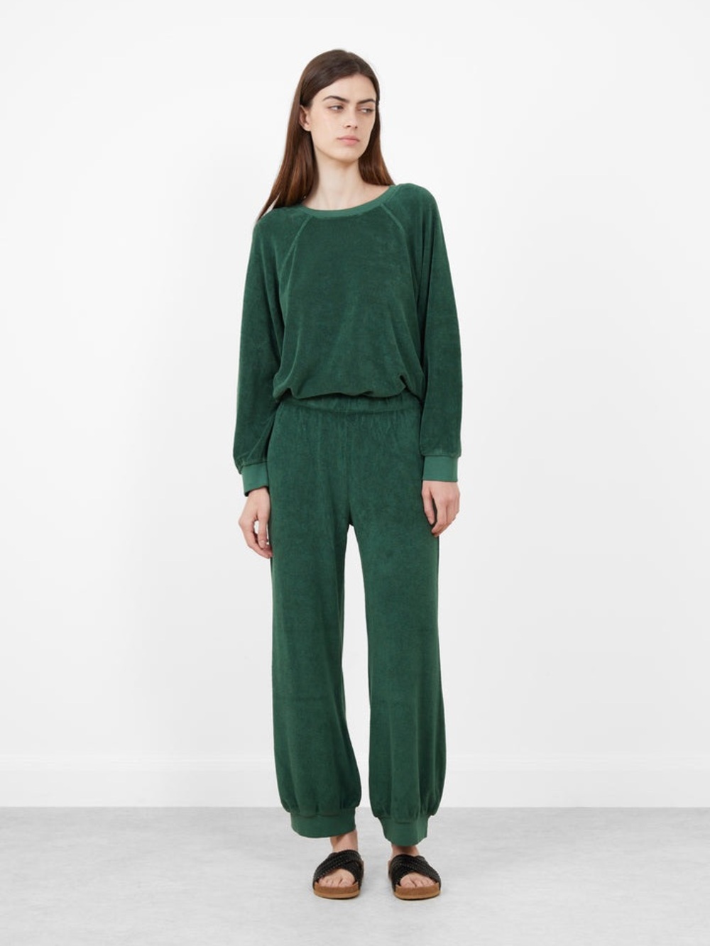 Suzie Kondi green velour soft stretch Harem pants S